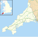 Location map of Cornwall.