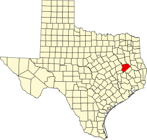 Map of Texas highlighting Houston County