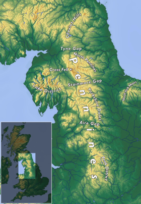 Carte des Pennines.