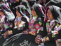 Quechua women in festive dress on Taquile Island on western Lake Titicaca in Peru