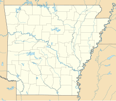 Mapa konturowa Arkansas, po prawej nieco u góry znajduje się punkt z opisem „West Memphis”