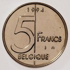 5 Belgian franc 1994 coin reverse