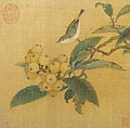 Image 32Loquats and Mountain Bird, anonymous artist of the Southern Song dynasty; paintings in leaf album style such as this were popular in the Southern Song (1127–1279). (from History of painting)