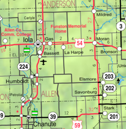 KDOT map of Allen County (legend)