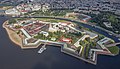 Aerial view of the Peter and Paul Fortress with Peter and Paul Cathedral, mausoleum of the Romanovs