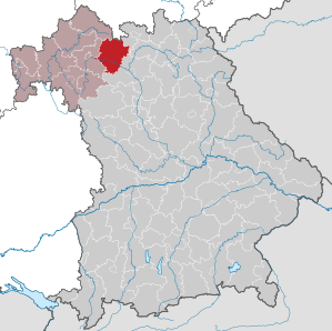 Beliggenheden af Landkreis Haßberge i Bayern (klikbart kort)