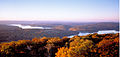 Image 16Western Maryland is known for its heavily forested mountains. A panoramic view of Deep Creek Lake and the surrounding Appalachian Mountains in Garrett County. (from Maryland)