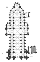 Kathedrale von Sens, ab 1135, mit 1490–1517 angefügtem Quer­haus, aber ohne Kapellen des 16. u. 18. Jh.