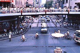 A pedestrian overcross in Nanjing Road, Shanghai