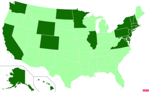 States in the United States by per capita income according to the U.S. Census Bureau American Community Survey 2013–2017 5-Year Estimates.[265] States with per capita incomes higher than the United States as a whole are in full green.