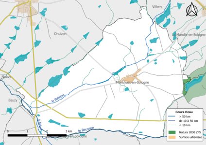 Carte de la zone Natura 2000 de type ZPS localisée sur la commune.