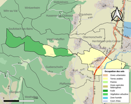 Carte en couleurs présentant l'occupation des sols.