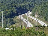 Autoroute 5 looking north from exit 28 in La Pêche—this stretch is concurrent with Quebec Routes 105 and 366