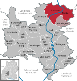 Elhelyezkedése Baden-Württemberg térképén