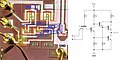 Die vs Schematic of one gate in a 74H00