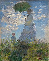 Woman with a Parasol - Madame Monet and Her Son