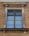 Una ventana con vidrio grabado en el histórico hospital regional de Zwickau