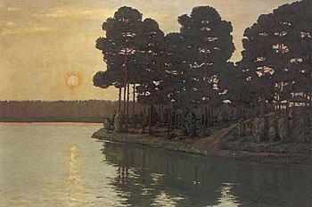 Märkischer See bij zonsondergang, 1895