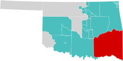 Location (red) in the U.S. state of Oklahoma