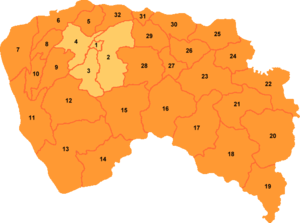 Dalang is labelled '16' on this map of Dongguan