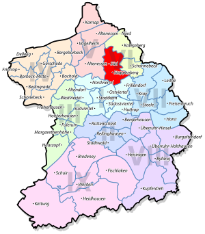 Lage von Stoppenberg im Stadtbezirk VI Katernberg/Schonnebeck/ Stoppenberg