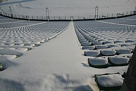 Stadion in de sneeuw