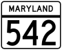 Maryland Route 542 marker