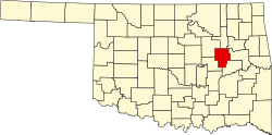 Karte von Okmulgee County innerhalb von Oklahoma