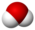 Molécula de auga, "disolvente universal", de importancia fundamental en innumerables procesos bioquímicos e industriais