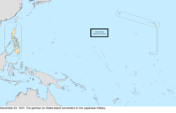 Map of the change to the United States in the Pacific Ocean on December 23, 1941