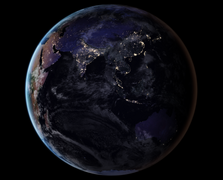 De Aarde bij nacht Gebaseerd op satellietbeelden uit 2016