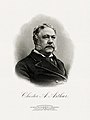 Image 5 Chester A. Arthur Engraving: Bureau of Engraving and Printing; restoration: Andrew Shiva Chester A. Arthur (October 5, 1829 – November 18, 1886) was an American attorney and politician who served as the 21st President of the United States from 1881 to 1885. Born in Vermont and raised in upstate New York, Arthur practiced law in New York City before serving as a quartermaster general in the Civil War. He became active in the Republican party after the war, was elected vice president on the ticket of President James A. Garfield, and assumed the presidency upon Garfield's assassination six months into his presidency. He effected a reform of the civil service during his presidency, as well as navy reform and an act to prohibit immigration by Chinese laborers and deny citizenship to those already in the US. Due to his poor health, Arthur did not seek a second term. More selected pictures