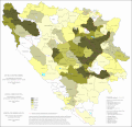 Udio Bošnjaka u Bosni i Hercegovini po općinama u 2013. godini.