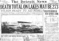 Cover of the Detroit News, Nov. 13, 1913, detailing the Great Lakes Storm of 1913