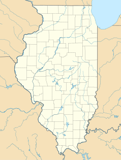 Mapa konturowa Illinois, blisko górnej krawiędzi po prawej znajduje się punkt z opisem „Knollwood”