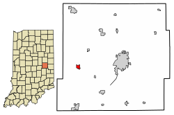 Location of Kennard in Henry County, Indiana.