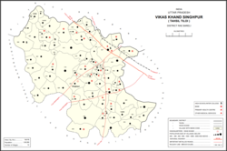 Map showing Rastamau (#058) in Singhpur CD block