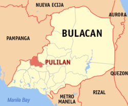 Bản đồ Bulacan với vị trí của Pulilan.