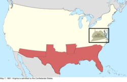 Map of the change to the international disputes involving the United States in central North America on May 7, 1861