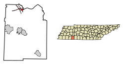 Location of Saltillo in Hardin County, Tennessee.