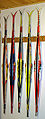 Ski frå kjente skiprodusentar i 2010: Rossignol, Madshus, Salomon, Fischer og Atomic.