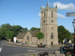 St Cadoc's Church, at a crossroads in the centre of the village