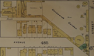 Woodward's Garden map from the 1889 Sanborn Fire Insurance Map of San Francisco