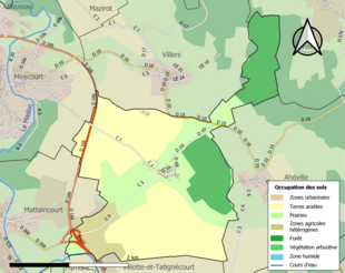 Carte en couleurs présentant l'occupation des sols.