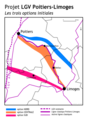 Options initiales du projet de LGV Poitiers-Limoges (6 juin 2009)
