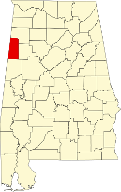 Karte von Lamar County innerhalb von Alabama