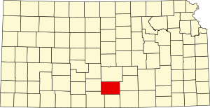 Map of Kansas highlighting Kingman County