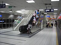 The underground platform level of the Kelana Jaya Line's Masjid Jamek subway station.