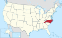 Location map of North Carolina.