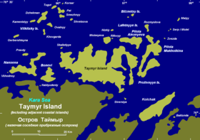 L'île Taïmyr et les îles voisines dont l'île du pilote Alekseev.